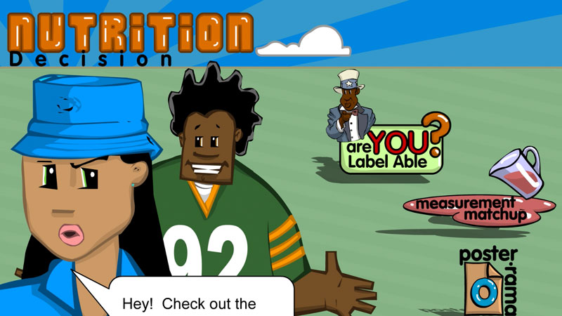 Nutrition Decision banner with characters in the game